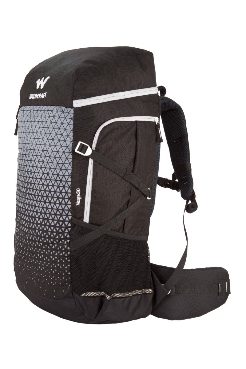 Wildcraft Verge 50 L rucksack in Black - back and harness view