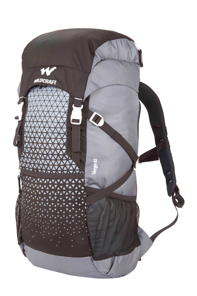 Wildcraft Verge 45 L rucksack in Black - back and harness view