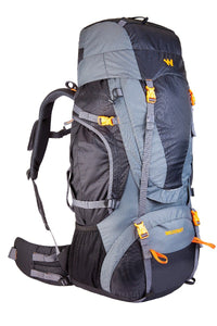 Wildcraft Trailblazer 60 L trekking rucksack in Black - back panel view