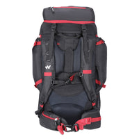 Wildcraft Verge 70 L rucksack in Black - back and harness view