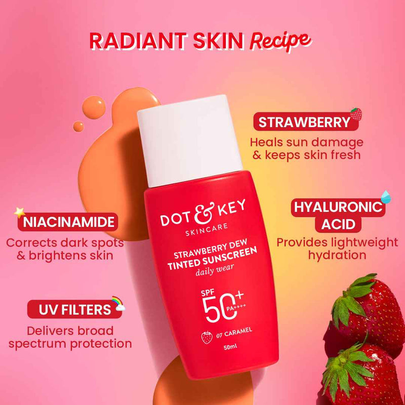 Dot & Key Strawberry Dew Tinted Sunscreen SPF 50+, Warm Ivory- Pack of 2