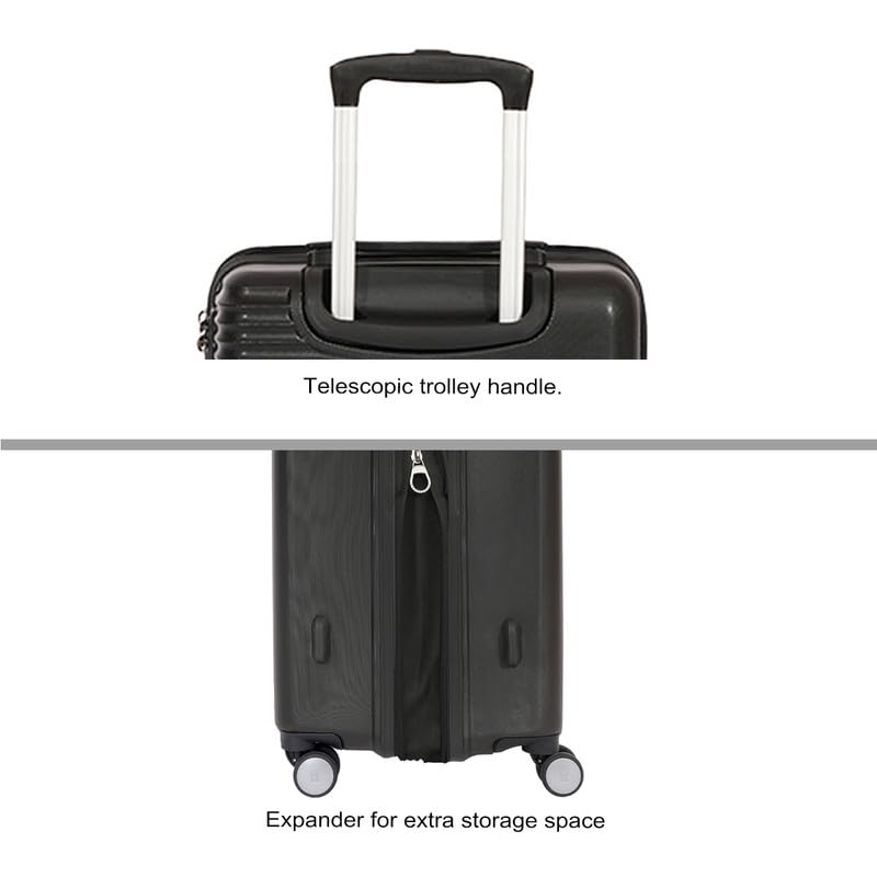 Tommy Hilfiger Rockfill Hard Luggage Trolley | Water Resistant | PVC Wet Pocket