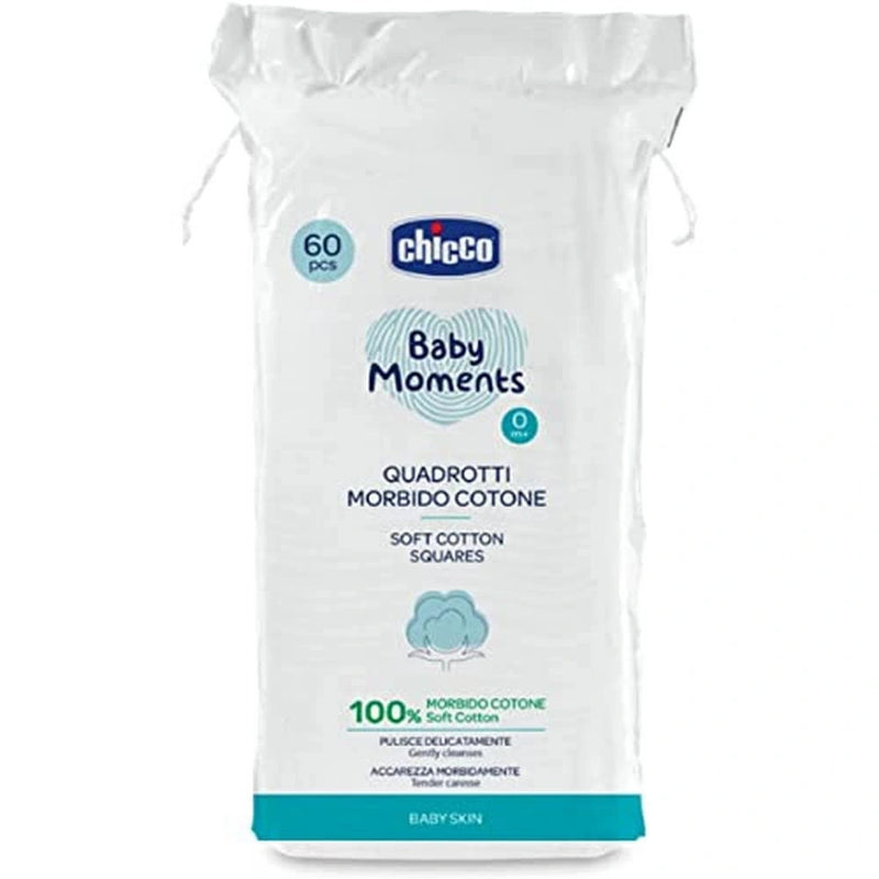 Chicco Baby Moments 100% Soft Cotton Squares (60 Pcs)