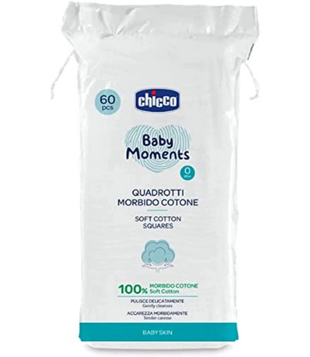 Chicco Baby Moments 100% Soft Cotton Squares (60 Pcs)