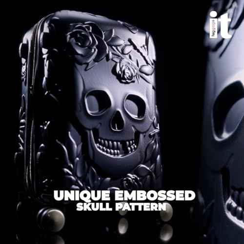 IT Luggage Skulls II Expandable Hard Trolley — Black with Gold 24