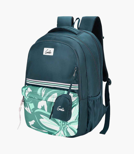 Genie Petalis 40L Laptop Backpack With Raincover - Dark Green