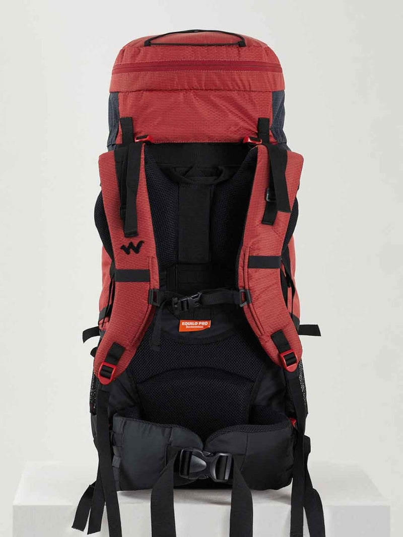 Wildcraft Gangotri 55 L rucksack in Red Black - top lid