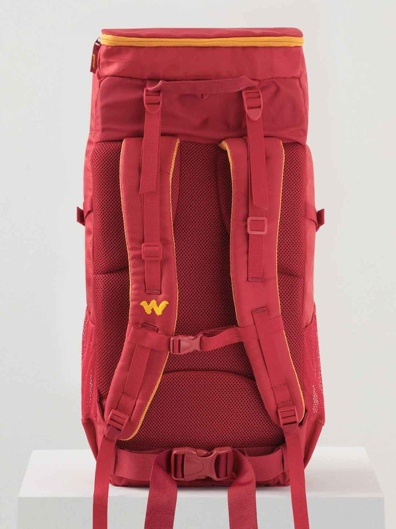 Wildcraft Verge 2 45 L hiking rucksack in Red - top pocket detail