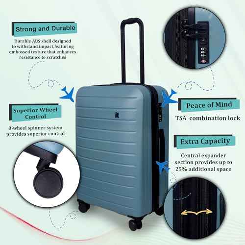 IT Luggage Legion Expandable Hard Trolley — Smoke Blue (24″ Medium)