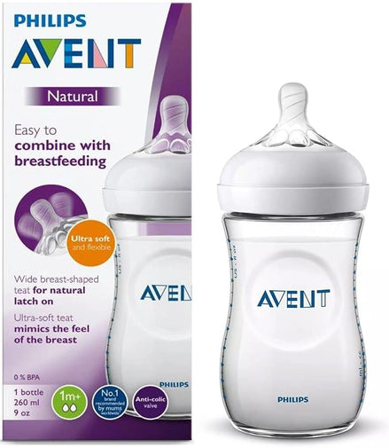 Philips Avent Natural 2.0 Baby Bottle 9oz — Anti-Colic BPA-Free