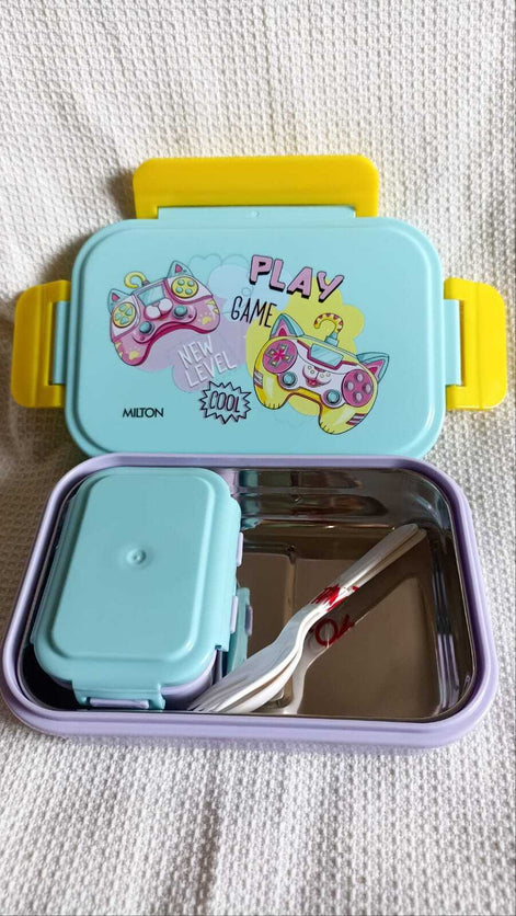MILTON CANDY TIFFIN Insulated Inner Stainless Steel Tiffin Box BLUE VEG BOX 2 Containers Lunch Box  (520 ml)