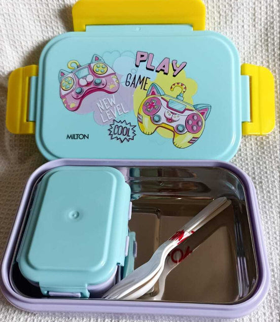MILTON CANDY TIFFIN Insulated Inner Stainless Steel Tiffin Box BLUE VEG BOX 2 Containers Lunch Box  (520 ml)