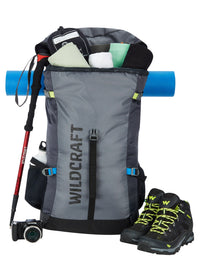 Wildcraft Flip Traveler 60 L rucksack in Grey - front bungee cords