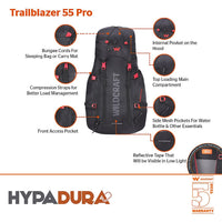 Wildcraft Trailblazer Pro 55 L trekking rucksack in Black - waist belt detail