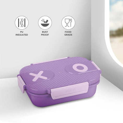 MILTON Wondermeal PU Insulated 680 ml I Leak Proof with Side Lock I Tiffin Box for School