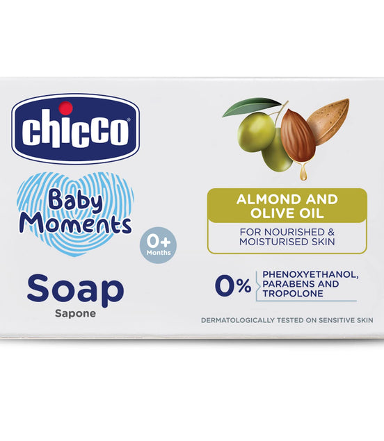 Chicco Baby Moments Bathing Soap for Babies with Almond & Olive Oil