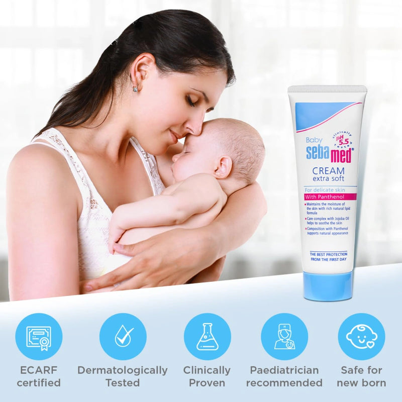 Sebamed Baby Extra Soft Cream 50ml — 42% natural lipids with panthenol and jojoba oil