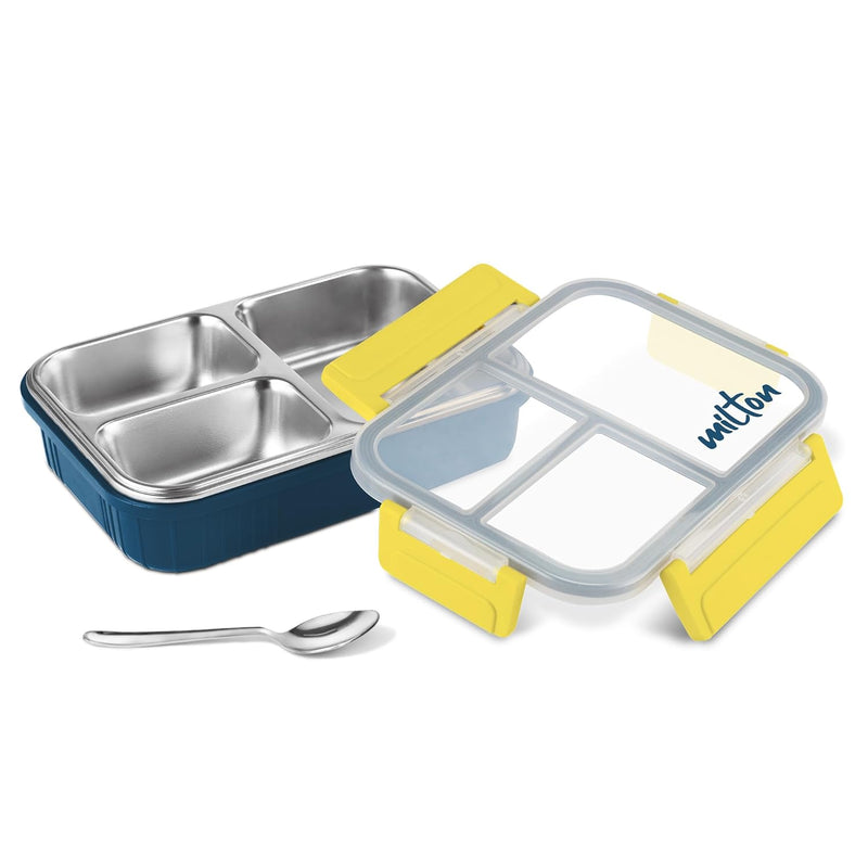 Milton Fun Feast 3-Compartment Lunch Box Dark Blue — front view
