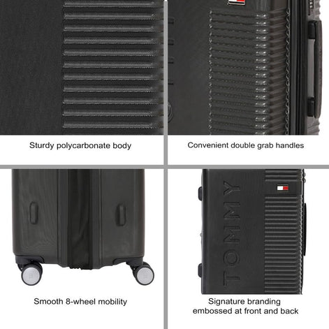 Tommy Hilfiger Rockfill Hard Luggage Trolley | Water Resistant | PVC Wet Pocket