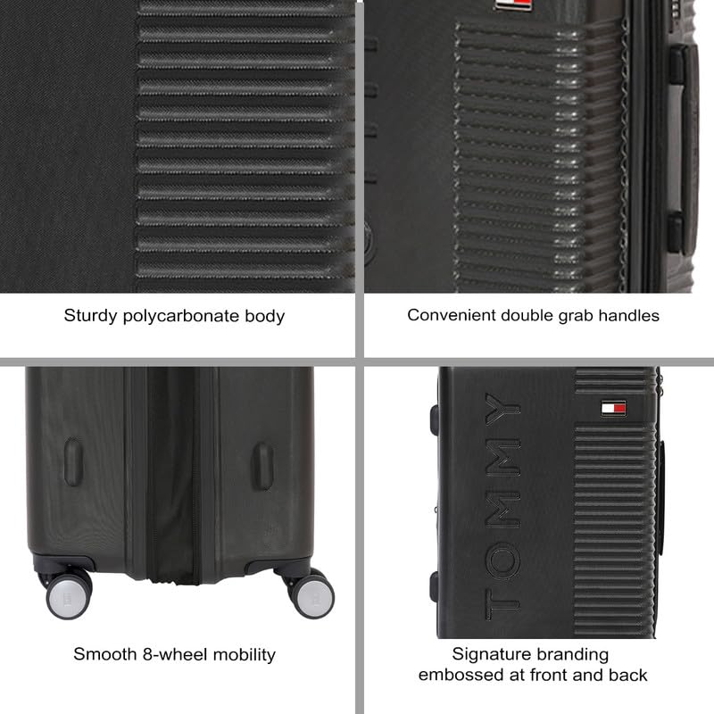 Tommy Hilfiger Rockfill Hard Luggage Trolley | Water Resistant | PVC Wet Pocket