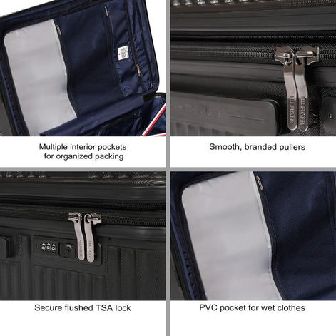 Tommy Hilfiger Rockfill Hard Luggage Trolley | Water Resistant | PVC Wet Pocket