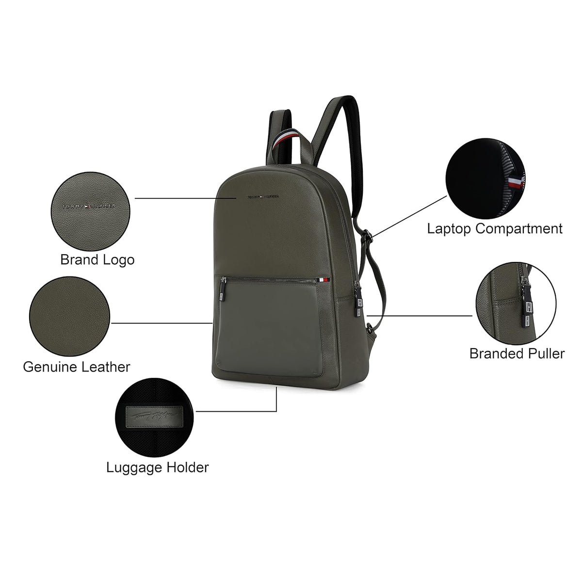 Tommy Hilfiger Rochester Olive Laptop Backpack