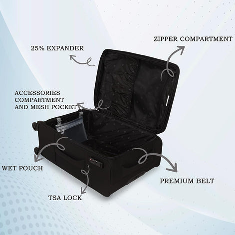 IT Luggage The Lite Black Trolley Bag