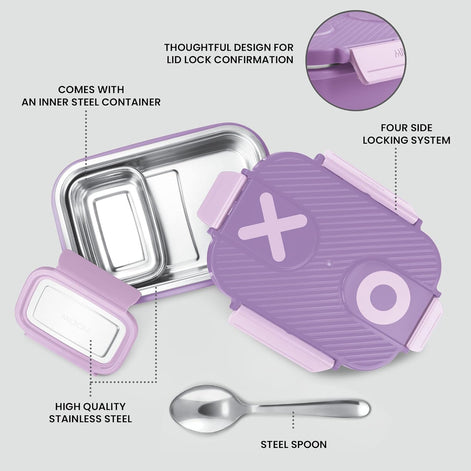 MILTON Wondermeal PU Insulated 680 ml I Leak Proof with Side Lock I Tiffin Box for School