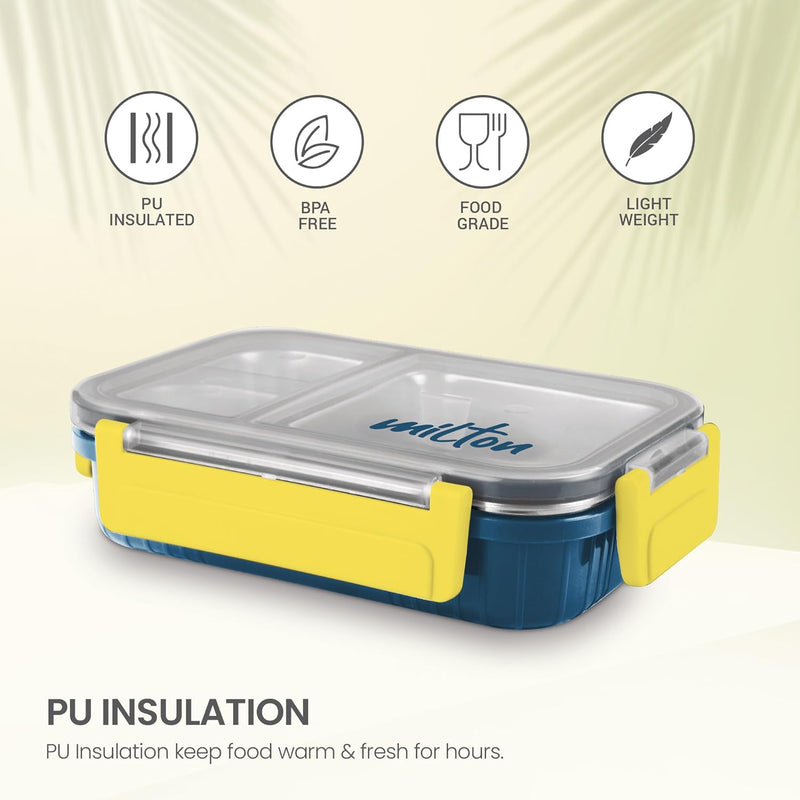 Milton Fun Feast 3-Compartment Lunch Box Dark Blue — angle view