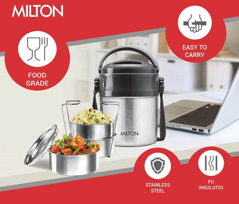 Milton Legend Insulated Stainless Steel Tiffin Box 260ml — angle view