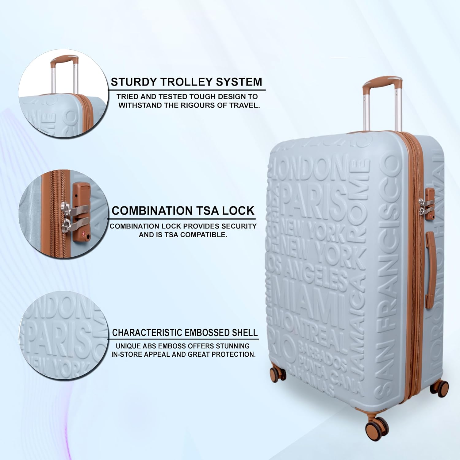 IT Luggage Destinations Pearl Blue Trolley Bag