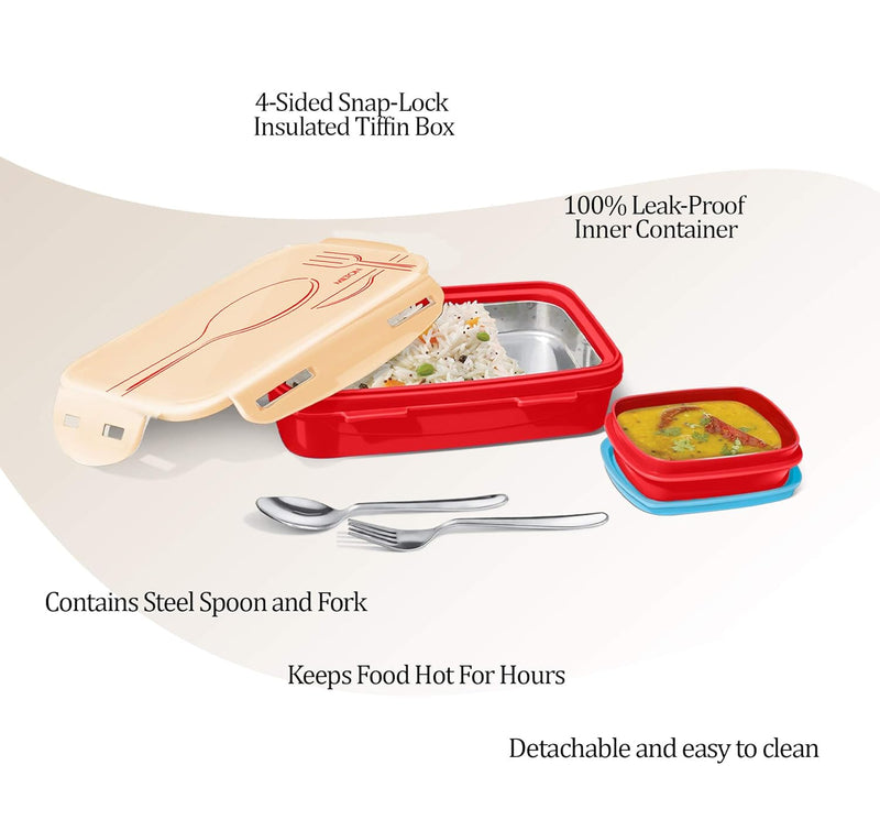 Milton Steely Deluxe Insulated Lunchbox 600ml — angle view