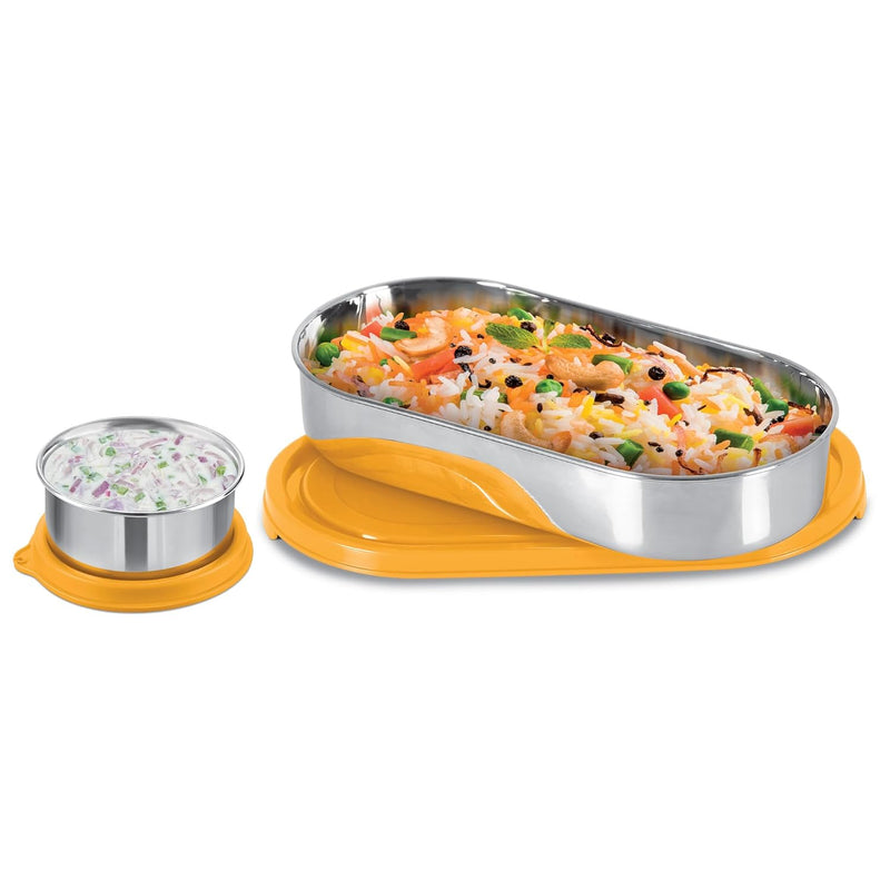 Milton Steel Refresh Tiffin with Side Container — back view