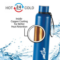 Milton Curated Stamps 3D UV Aura Thermosteel Bottle 725ml Dark Blue — side view