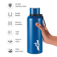 Milton Curated Stamps 3D UV Aura Thermosteel Bottle 725ml Dark Blue — back view