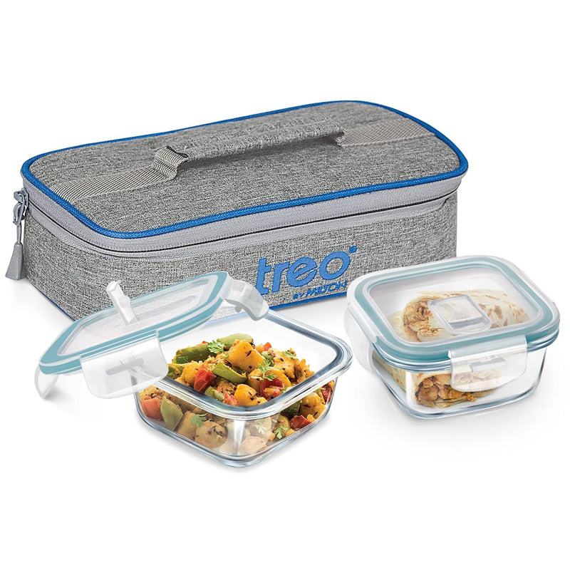 Treo by Milton All Fresh Borosilicate Glass Tiffin Set — angle view