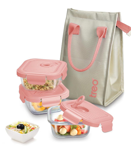 Milton Lumino Fresh Square Tiffin 3 Pc 320ml Peach