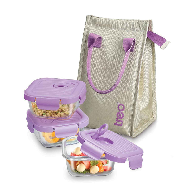 Milton Lumino Fresh Square Tiffin 3 Pc 320ml Peach