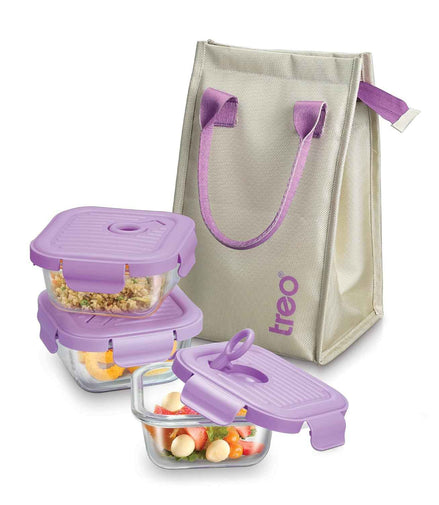 Milton Lumino Fresh Square Tiffin 3 Pc 320ml Peach