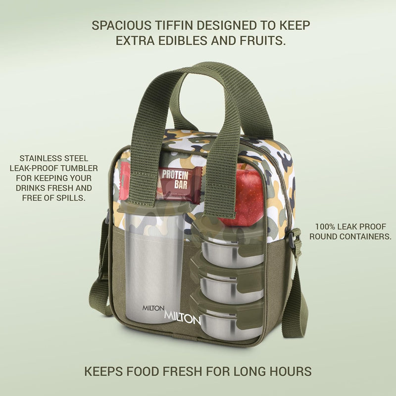 Milton Camo Feast Stainless Steel Tiffin — side view