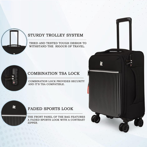 IT Luggage The Lite Black Trolley Bag