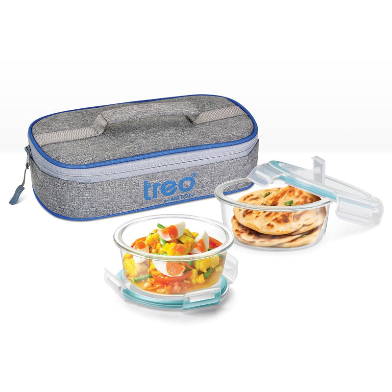 Treo by Milton All Fresh Borosilicate Glass Tiffin Set — back view