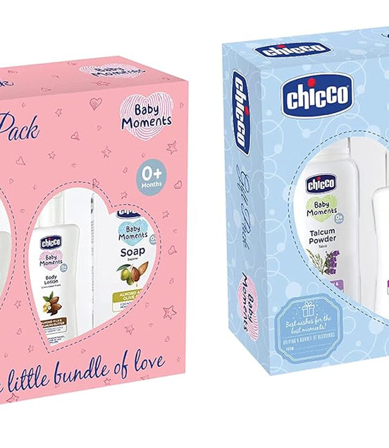 Chicco Baby Essential Gift Set Pink with CHICCO Baby Essential Gift Set Blue Gift