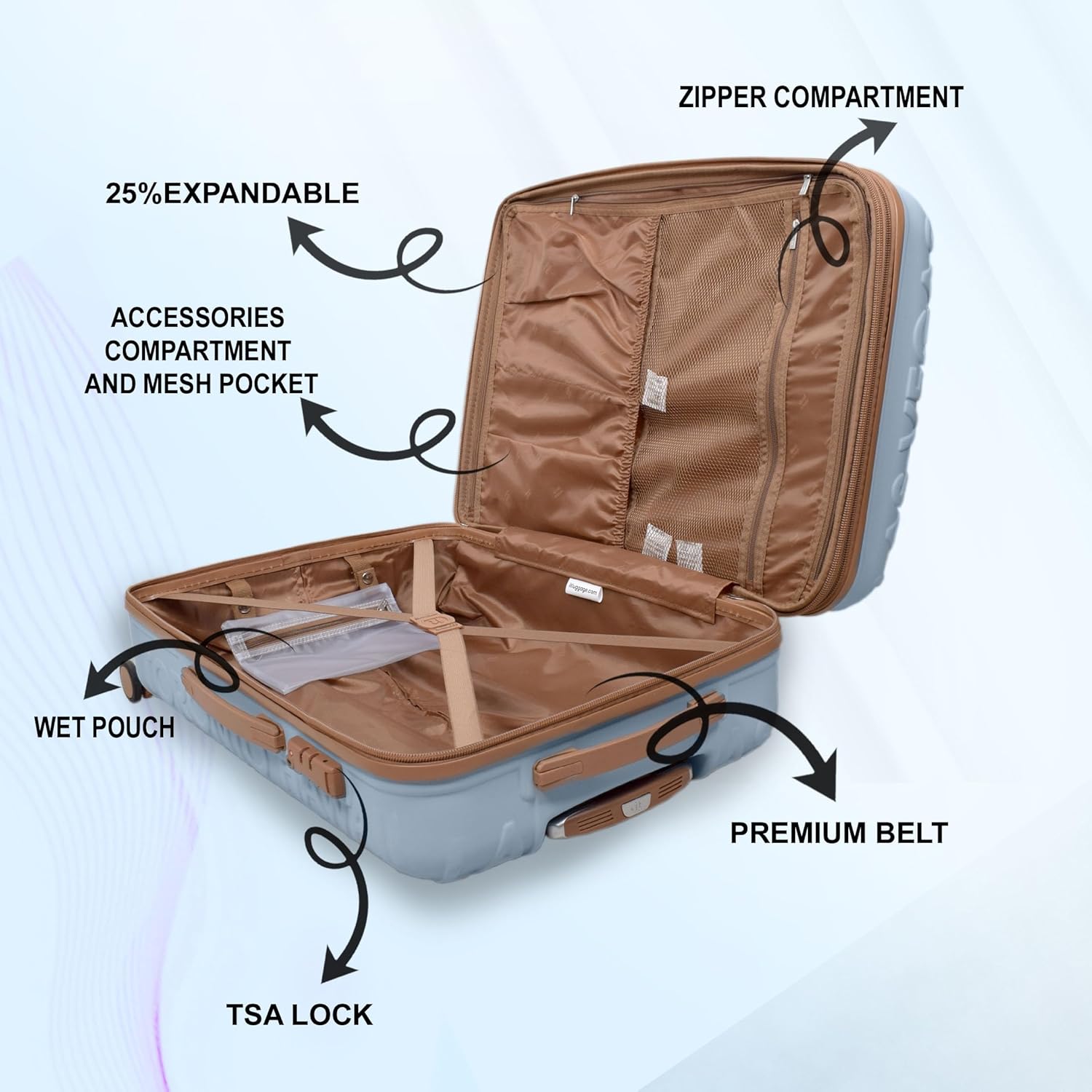 IT Luggage Destinations Pearl Blue Trolley Bag
