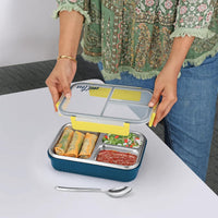 Milton Fun Feast 3-Compartment Lunch Box Dark Blue — side view