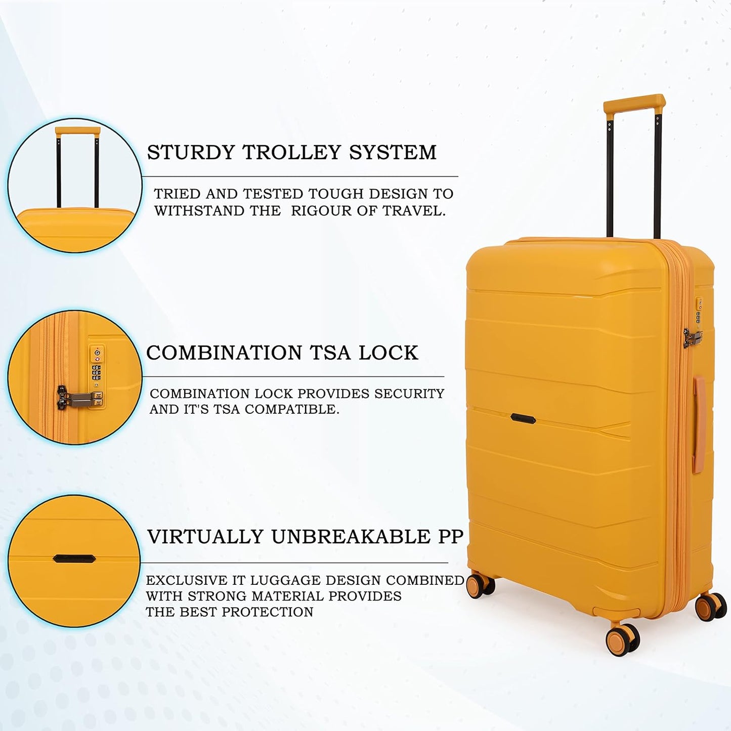 IT Luggage Momentous Mango Yellow Trolley Bag