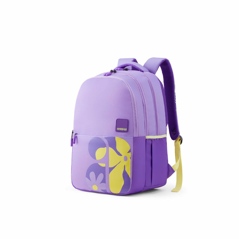 American Tourister Lit School Backpack Purple Print
