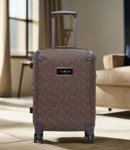 Tommy Hilfiger Jazz Hybrid Trolley Bag in Brown — cabin lifestyle shot in a living room