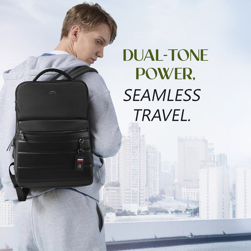 Tommy Hilfiger Bladen Water-Resistant Laptop Backpack in Black - side view