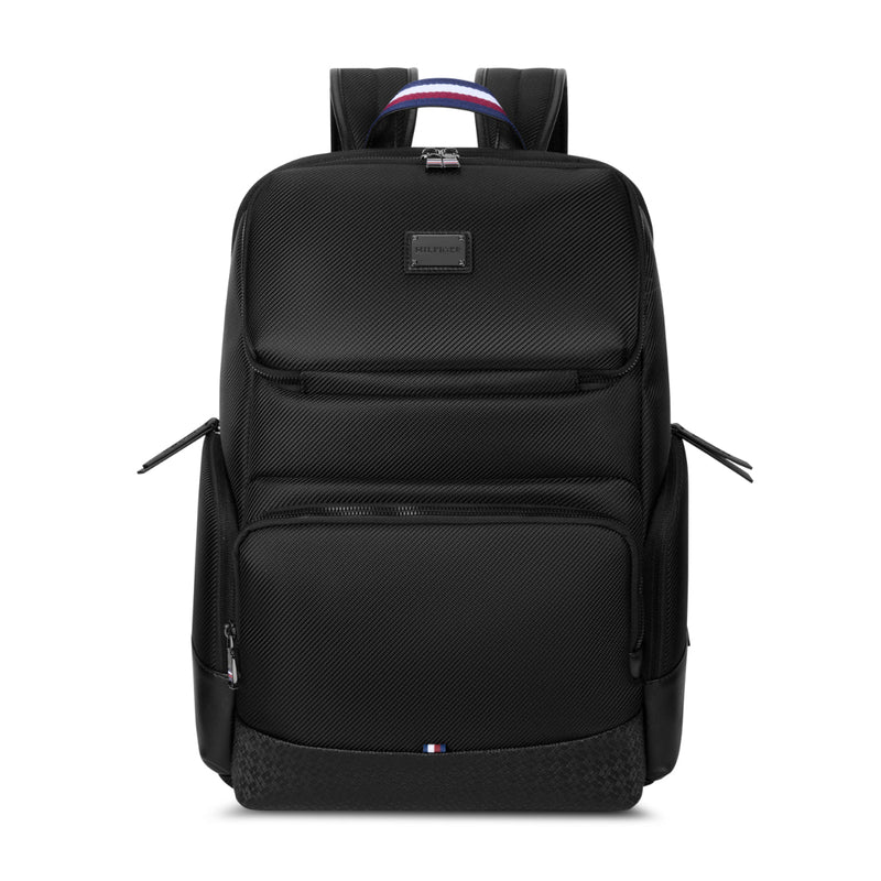 Tommy Hilfiger Rover 25L Travel Laptop Backpack in Black - front view
